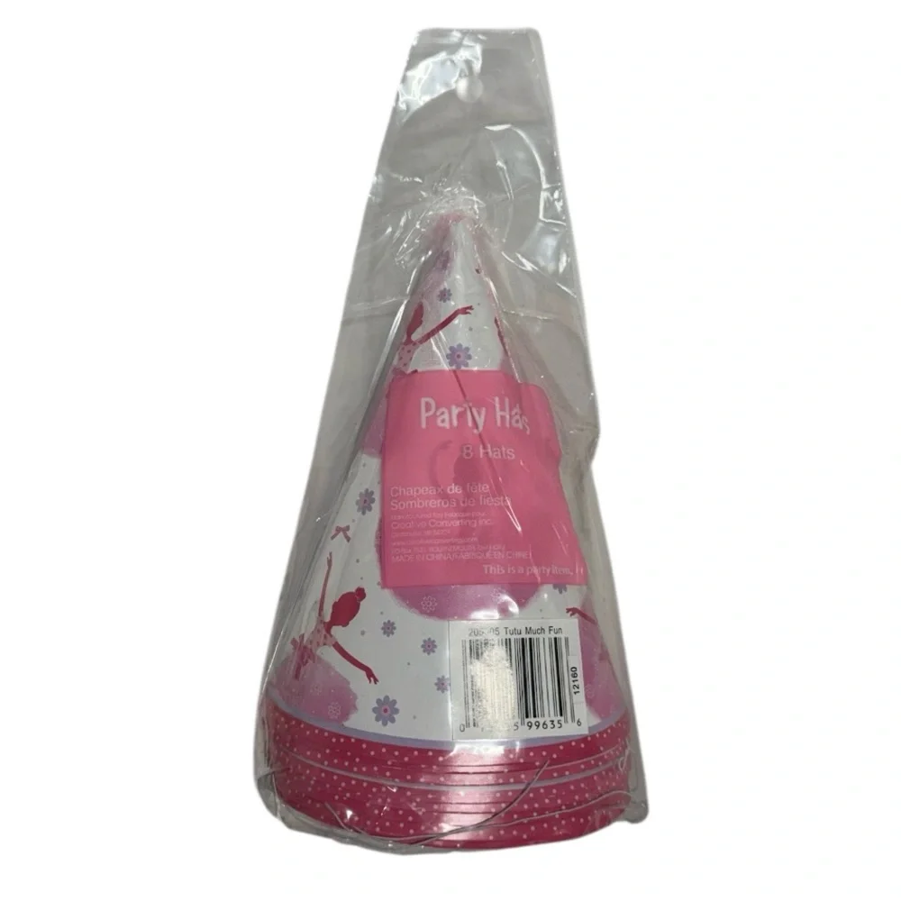 Creative Converting brand set of 8 ballet themed party hats brand new in package